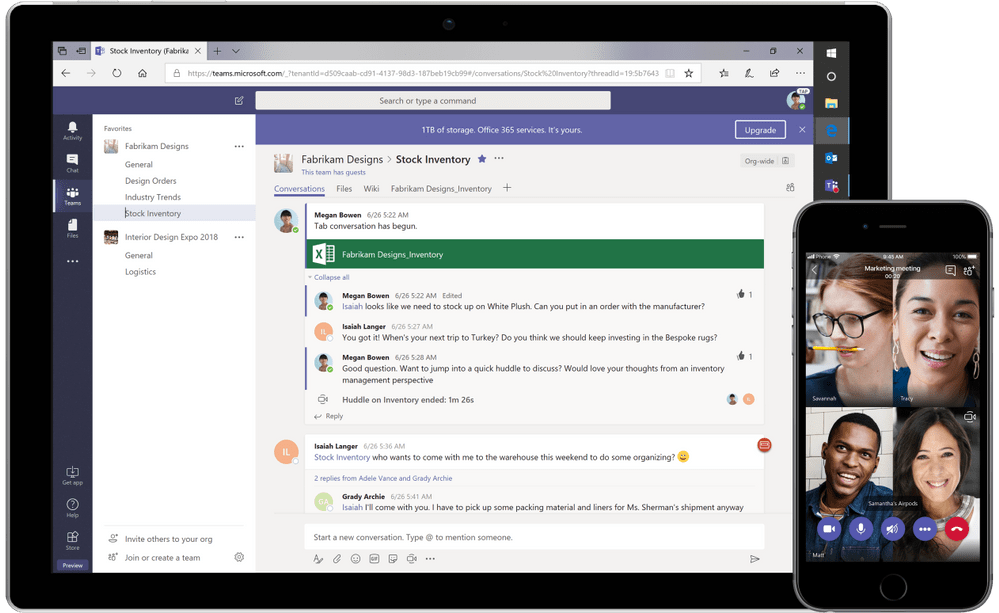 a ipad and cell phone that is displaying Microsoft Teams